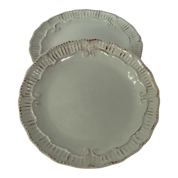 Modern Southern Home Capri Brown Trim Embossed Ribbed Mint Green Salad Plate - Picture 6 of 6